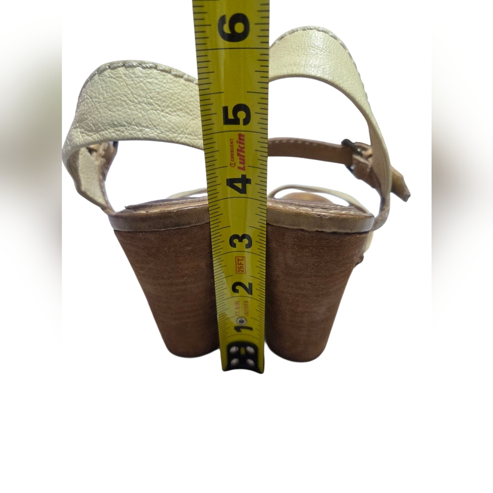 Frye Cream Heels Ankle Strap Sandals for Summer Size 8 - Picture 4 of 10